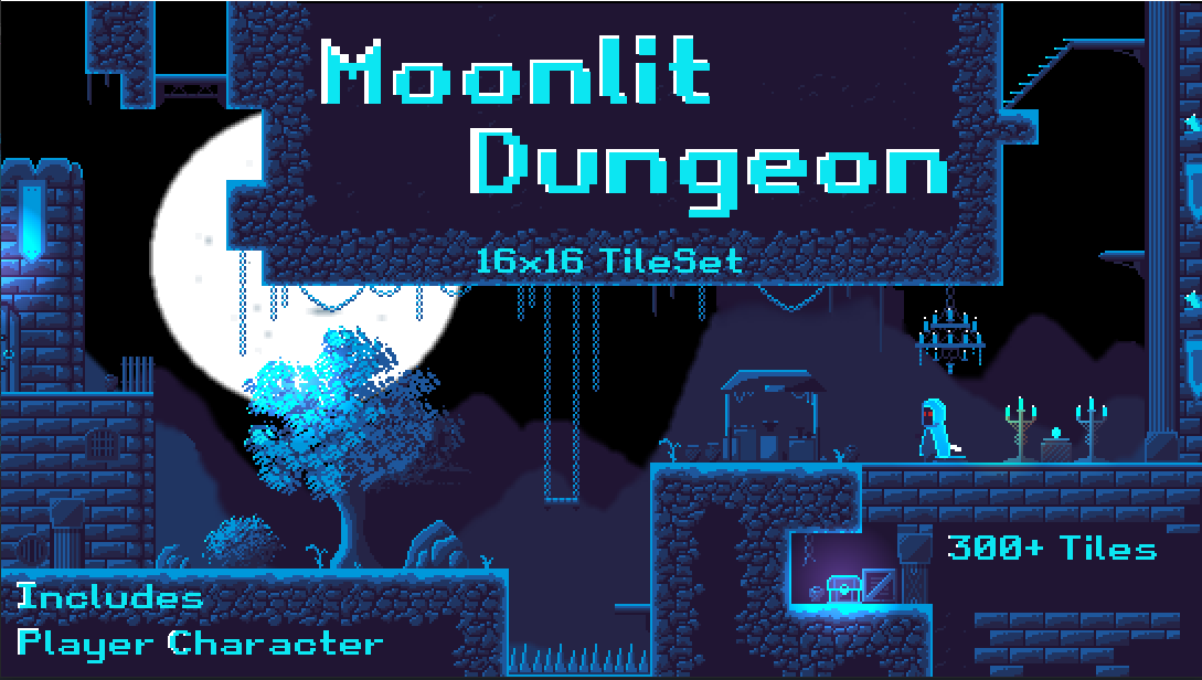 Moonlit Dungeon: Dark Fantasy Platformer TileSet