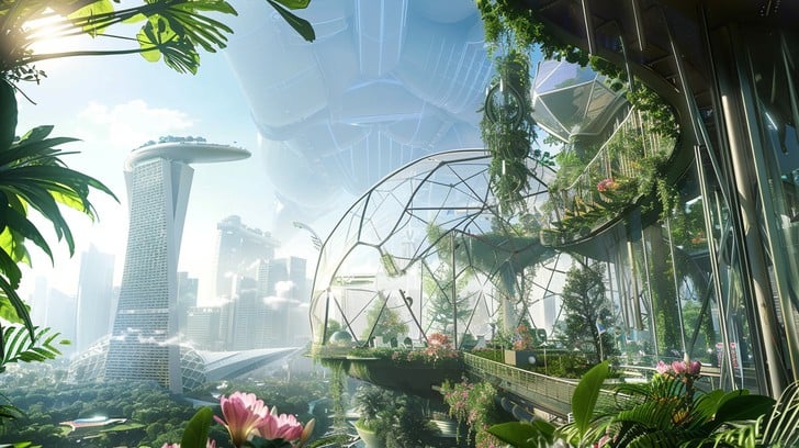 Anthropomorphic mammals' Greenhouse city