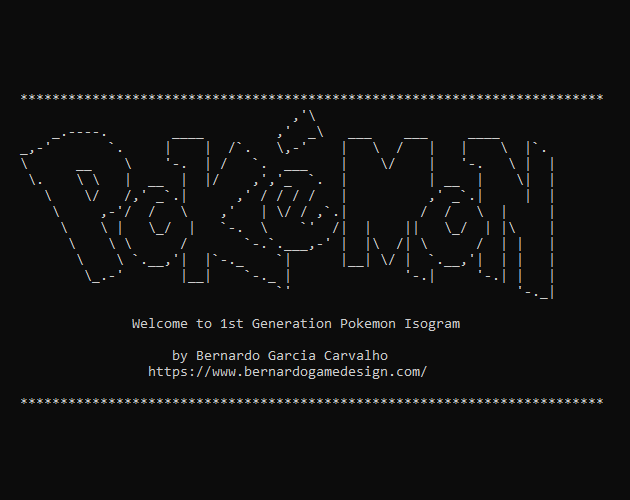 Pokémon Isogram