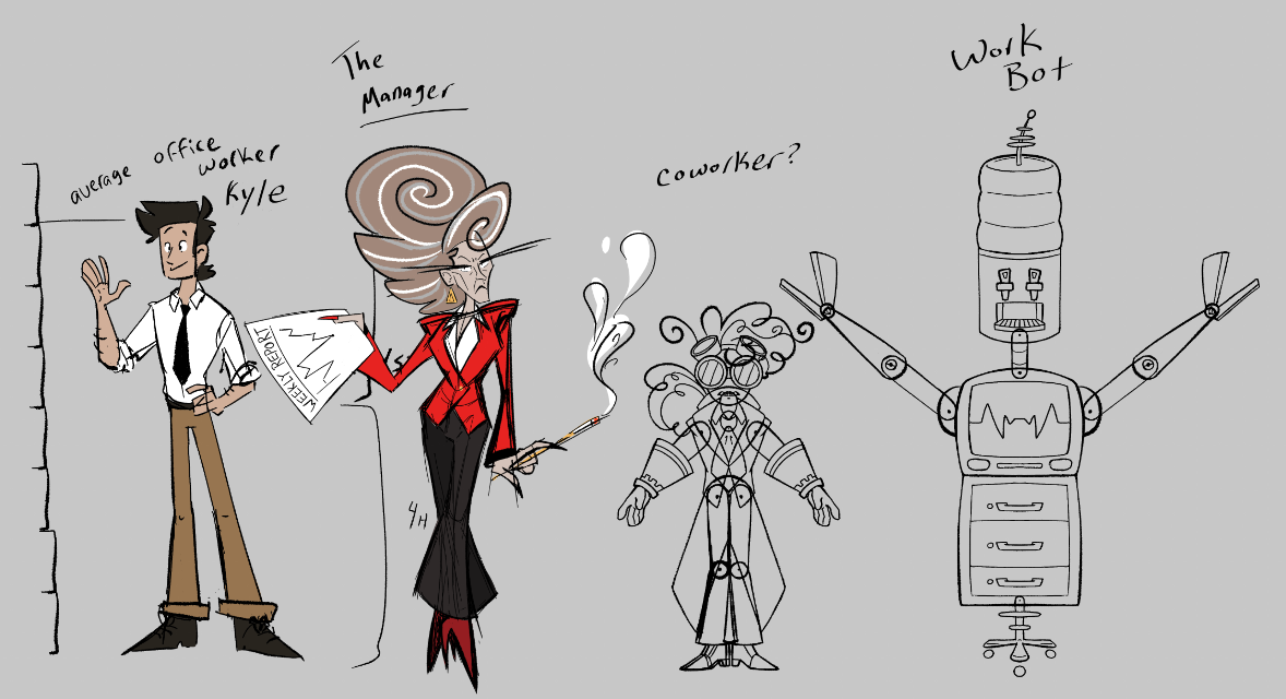 Sketch line up for Kyle and the 3 Opponents