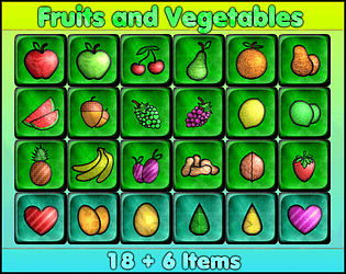 Added eighty fruit, nuts, and seeds to my free pixel art asset pack on  itch.io. Link in comments. : r/gameassets