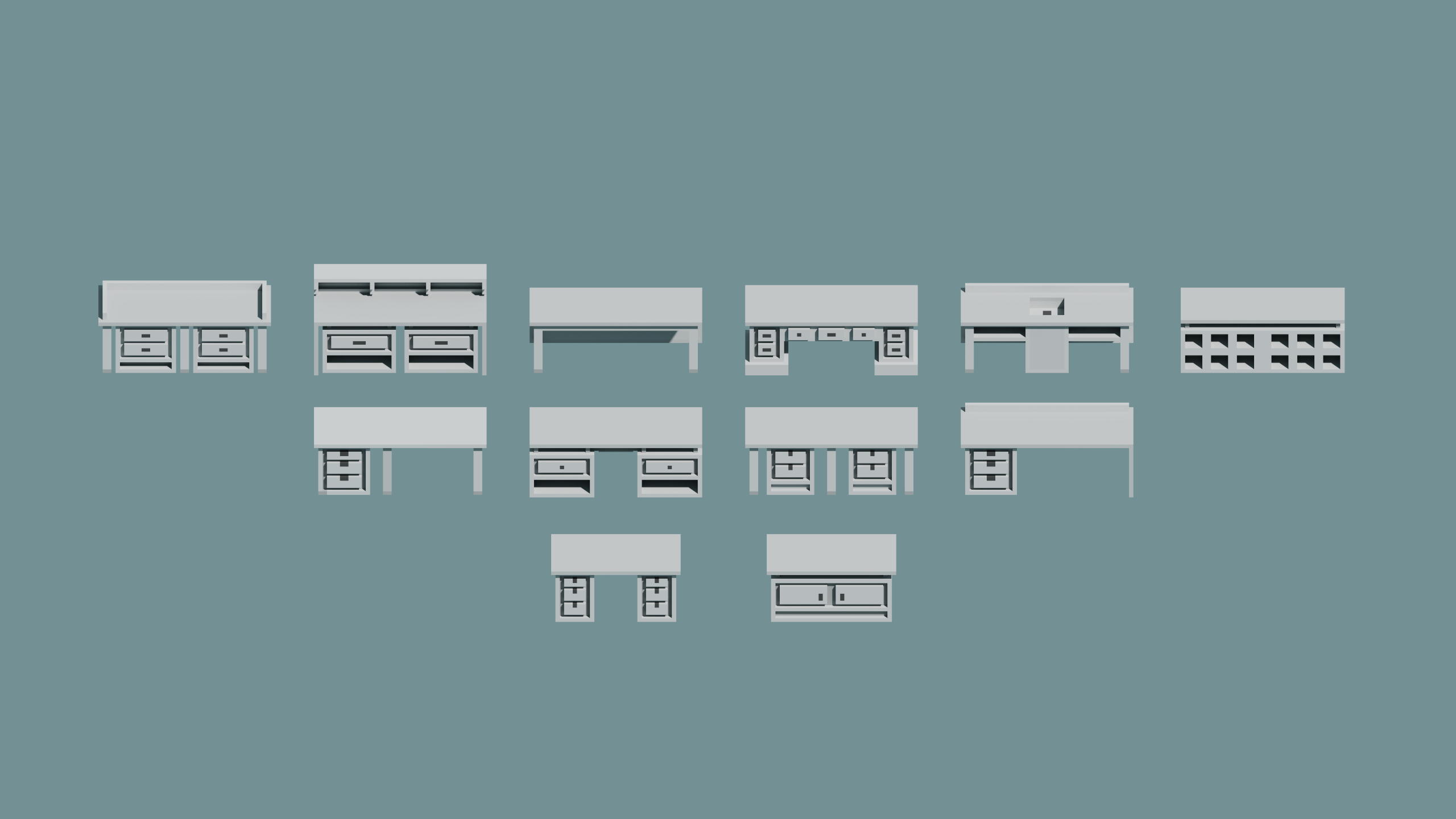 Desks Furnitures Voxel