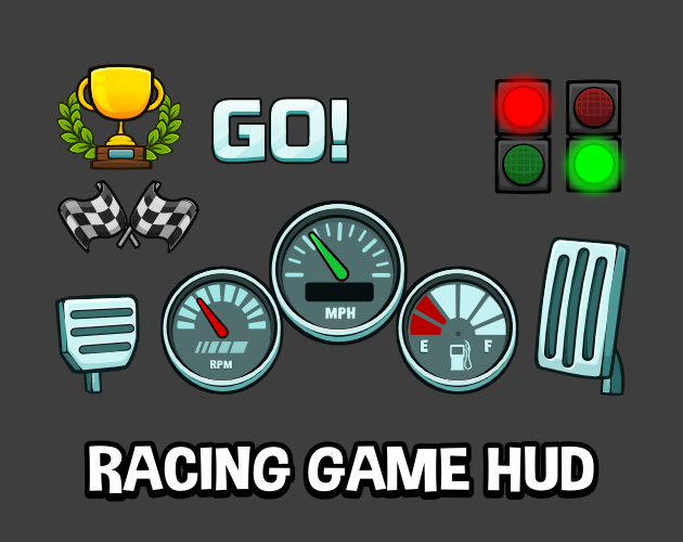Racing game HUD by Robert Brooks - gamedeveloperstudio.com