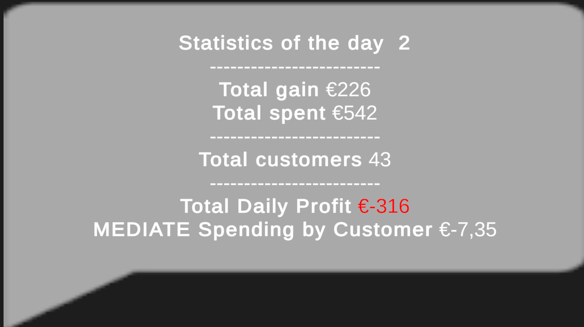 He will be able to see how much money he spent that day, how much money he earned, how many customers entered the store, whether the daily bills were positive or negative and an average of how much each customer paid for their purchases (Still in Beta phase)