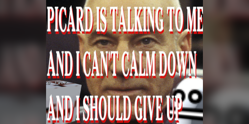 Cover image for PICARD IS TALKING TO ME AND I CAN'T CALM DOWN AND I SHOULD GIVE UP