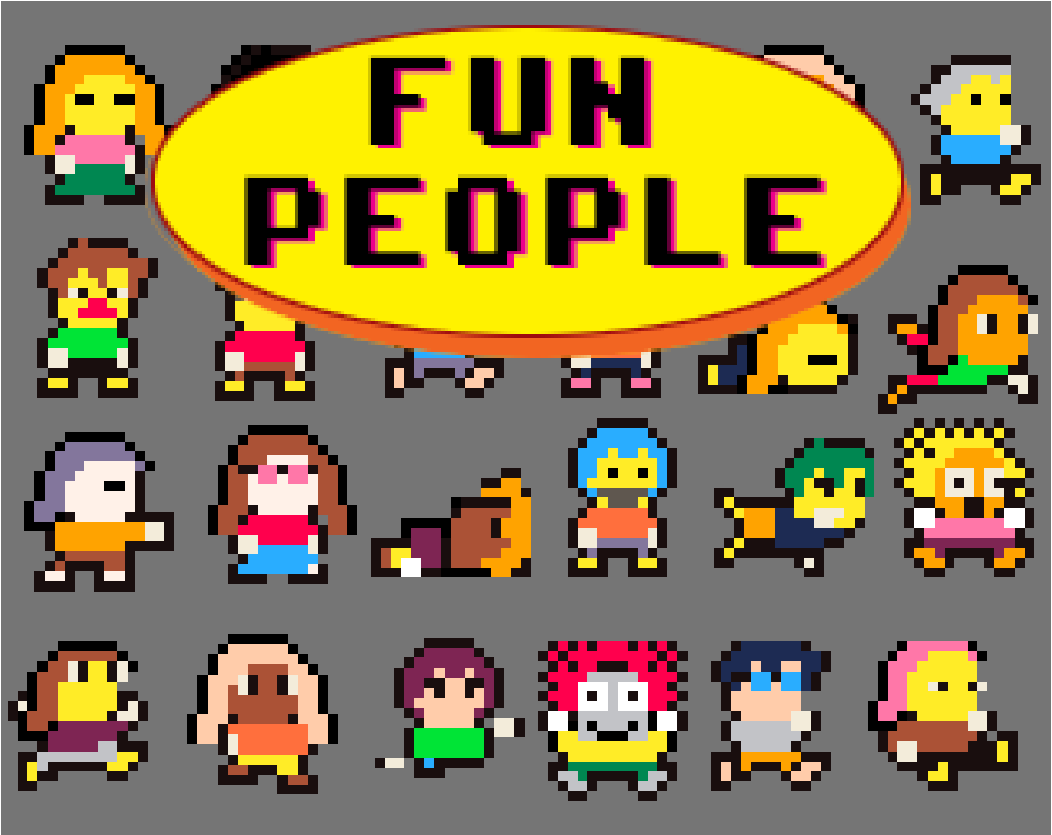 Fun People 16x16 characters in PICO8 colors