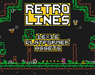 Free Platformer - Retro Lines - 16x16 Assets Tileset (CC0, Free)