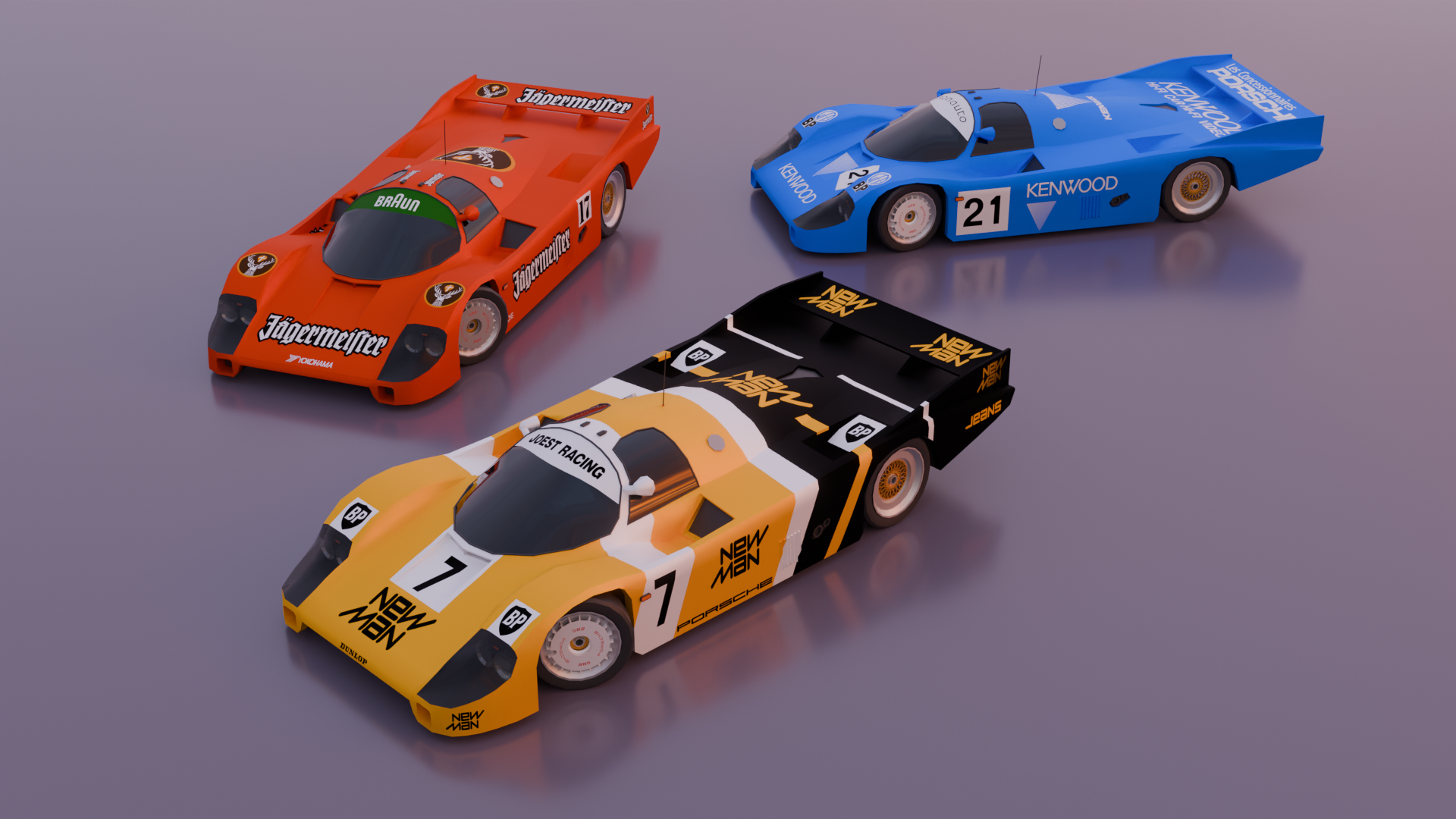 Low Poly Borsche 965 Le Mans Car