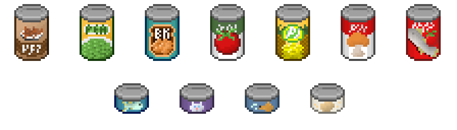 Canned Foods Pixel Art 32x32 Asset Pack