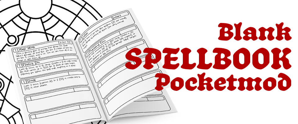 Blank Pocketmod Spellbook - System Agnostic TTRPG Tool