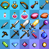 25 Pixelart RPG NES Items