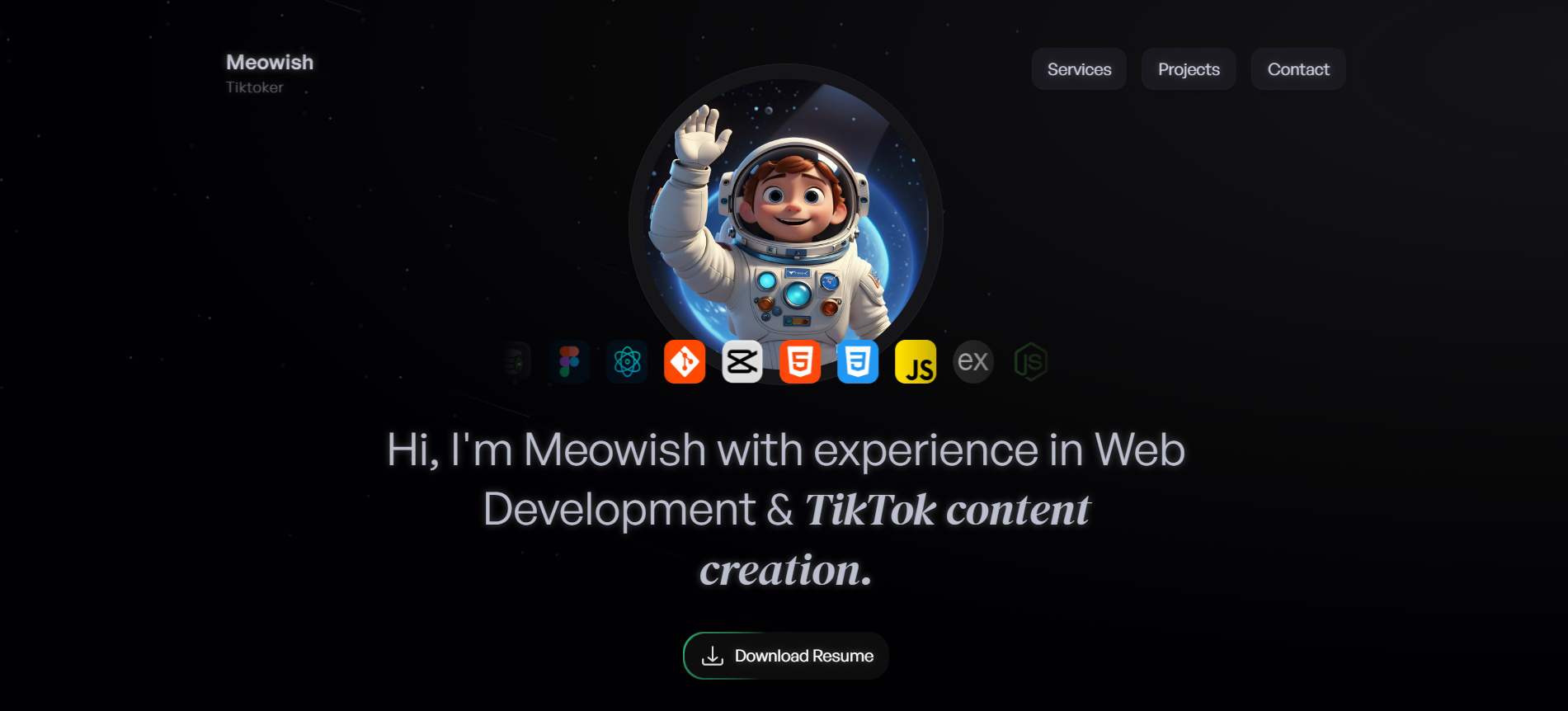 Portfolio Website with Cosmic Vibes by Meowish