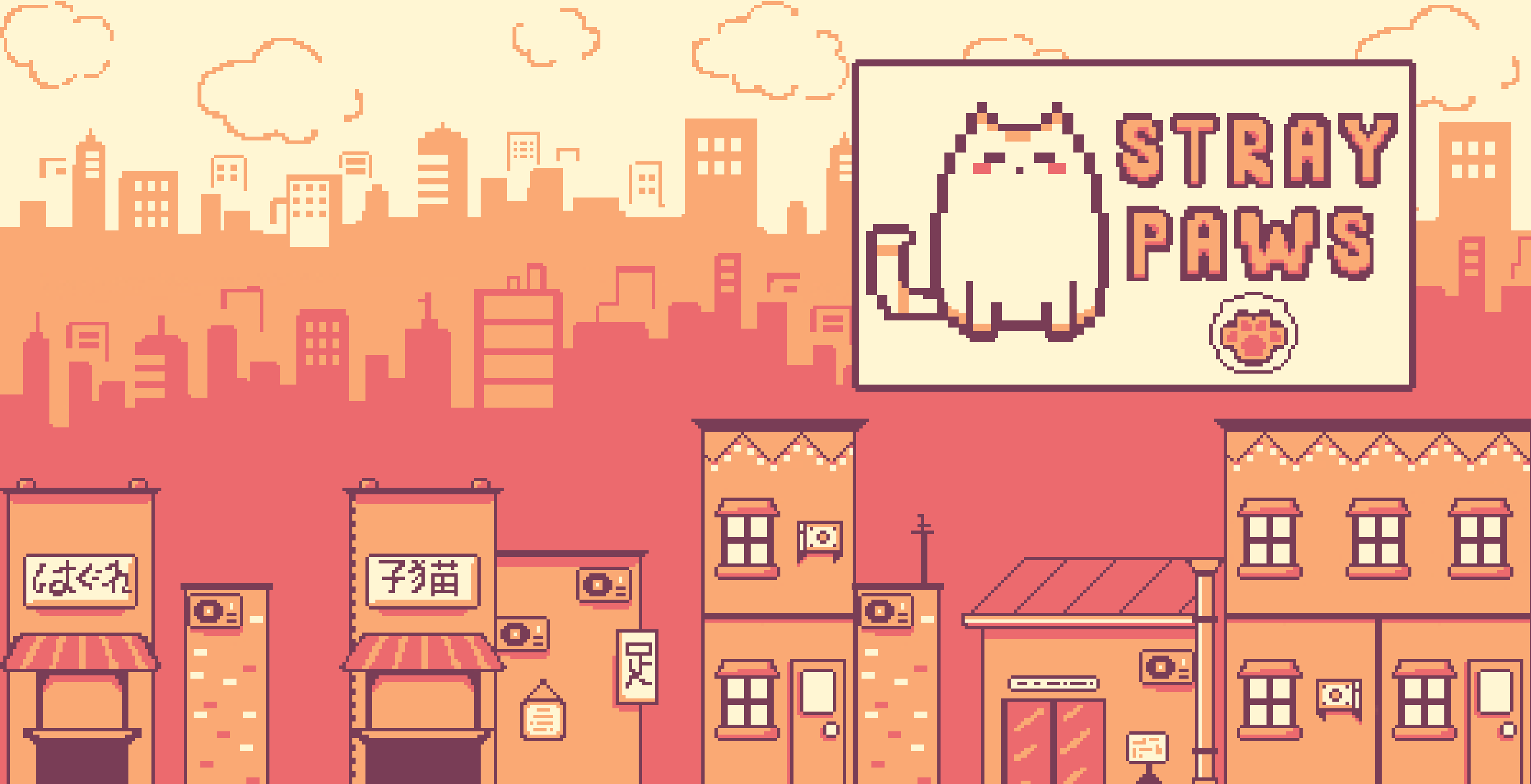 Stray Paws - Pixel Game Assets - Background & Buildings