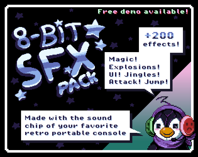 8-bit sound effects pack by pingudroid