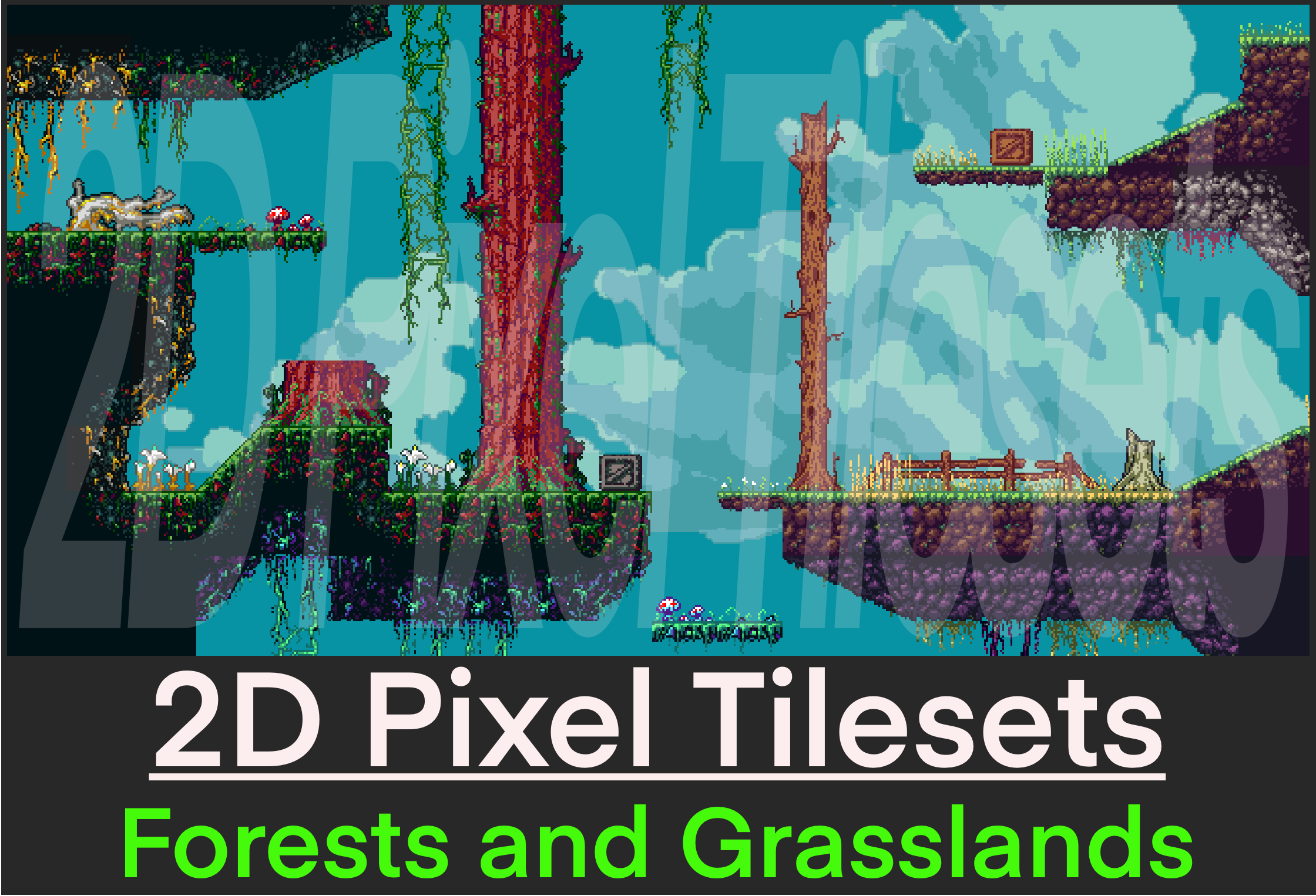 2D Pixel Tilesets - Forests & Grasslands