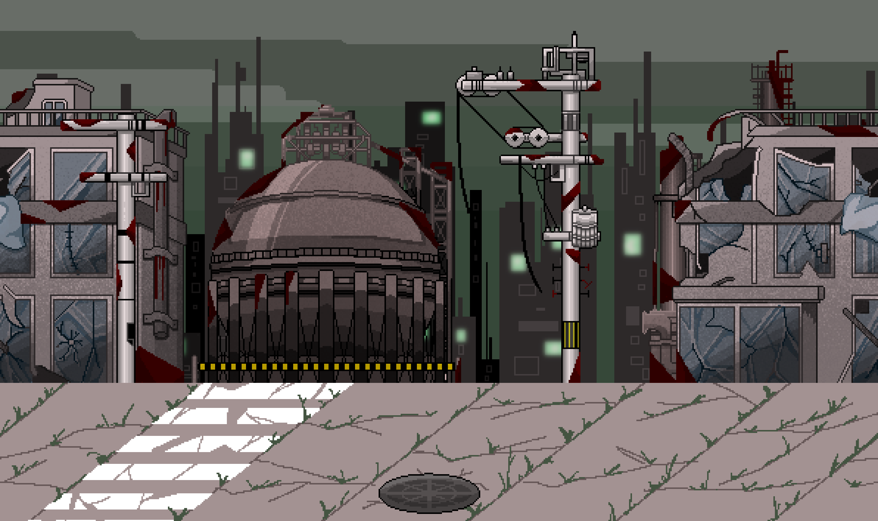 2D Pixel Art CYBERPUNK Backgrounds, 2D Building