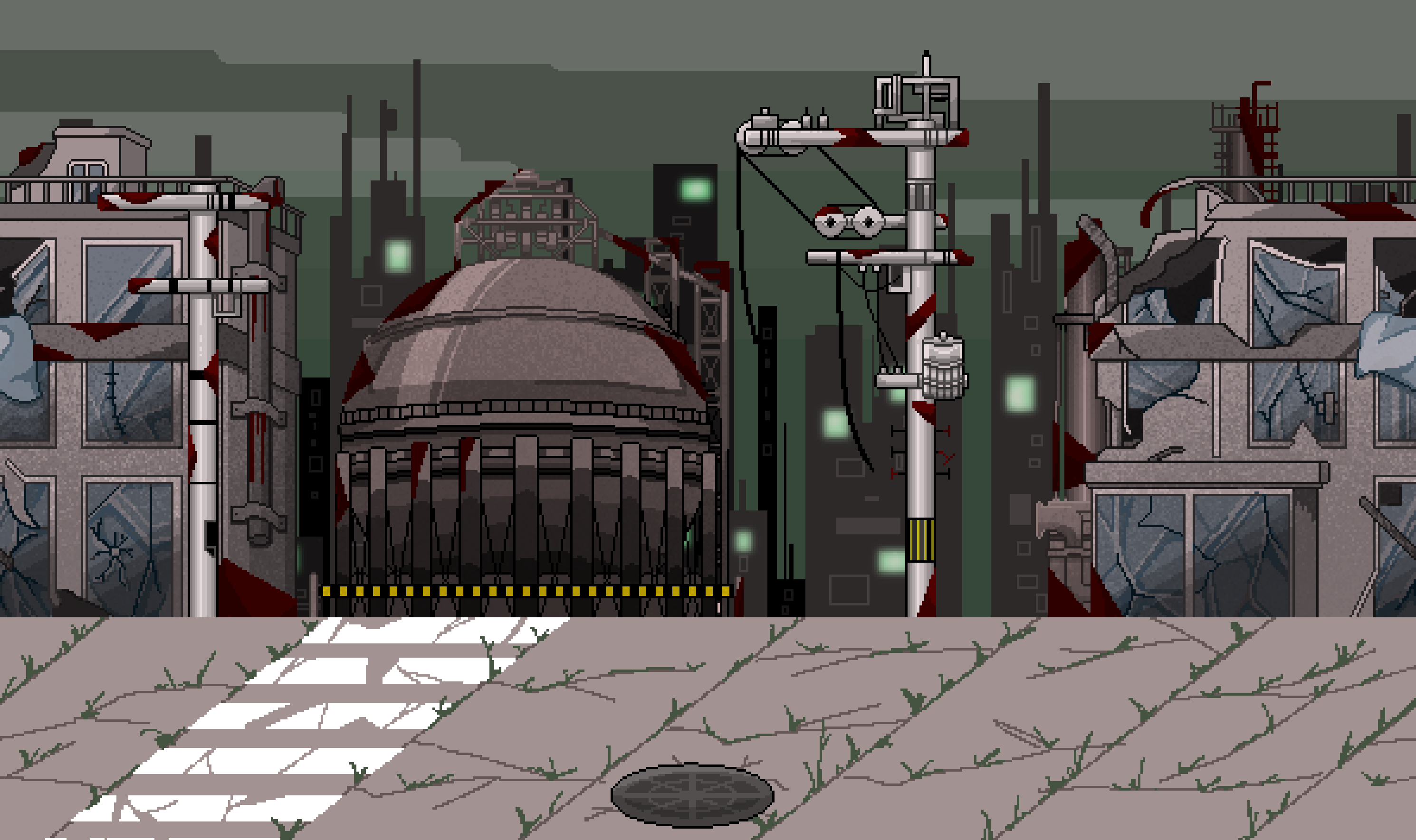 Dystopian City Pixel Art Background