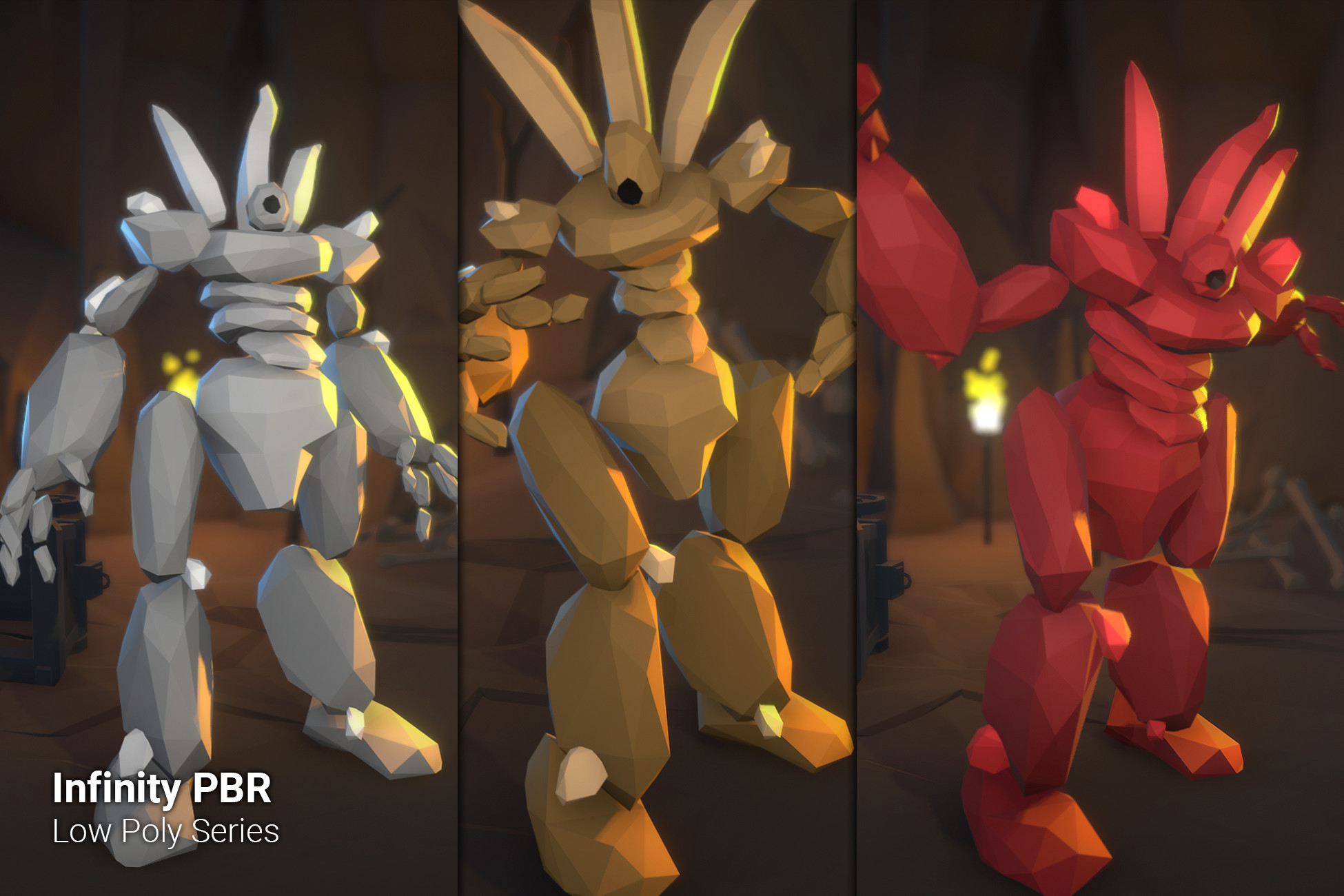Low Poly Character - Rock Monster - Fantasy RPG - Unity