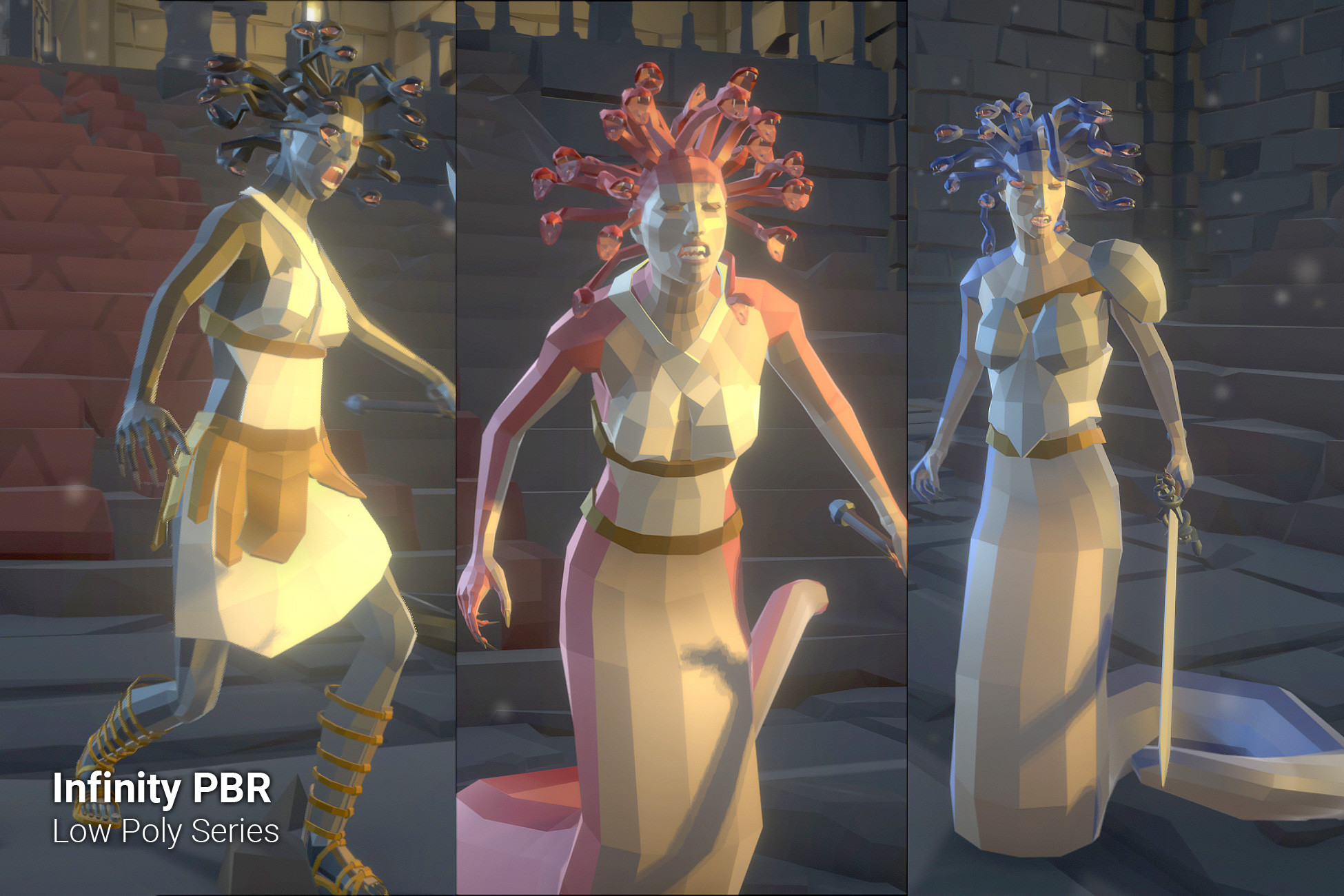 Low Poly Character - Medusa - Fantasy RPG - Unity
