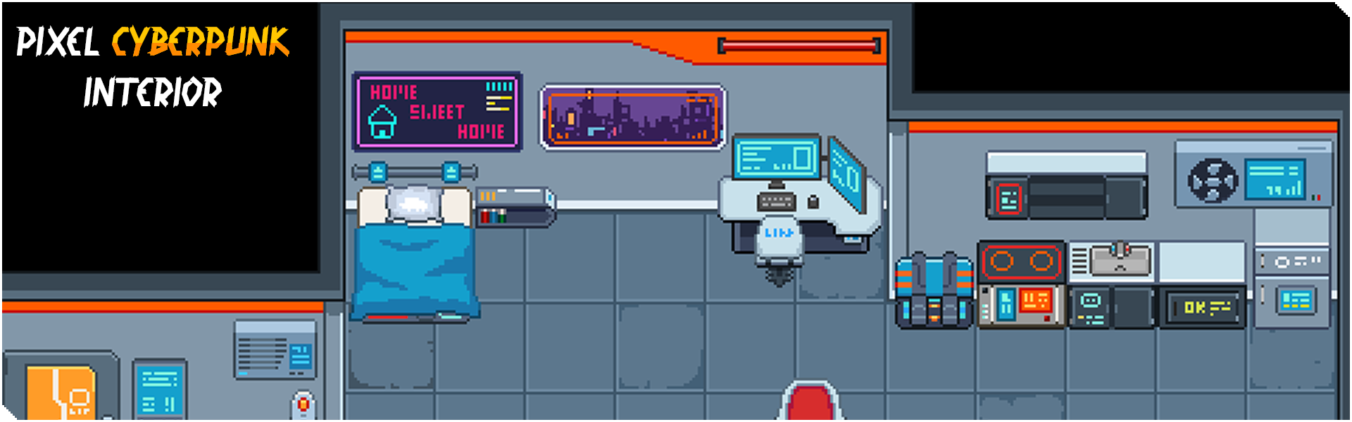 Pixel Cyberpunk Interior