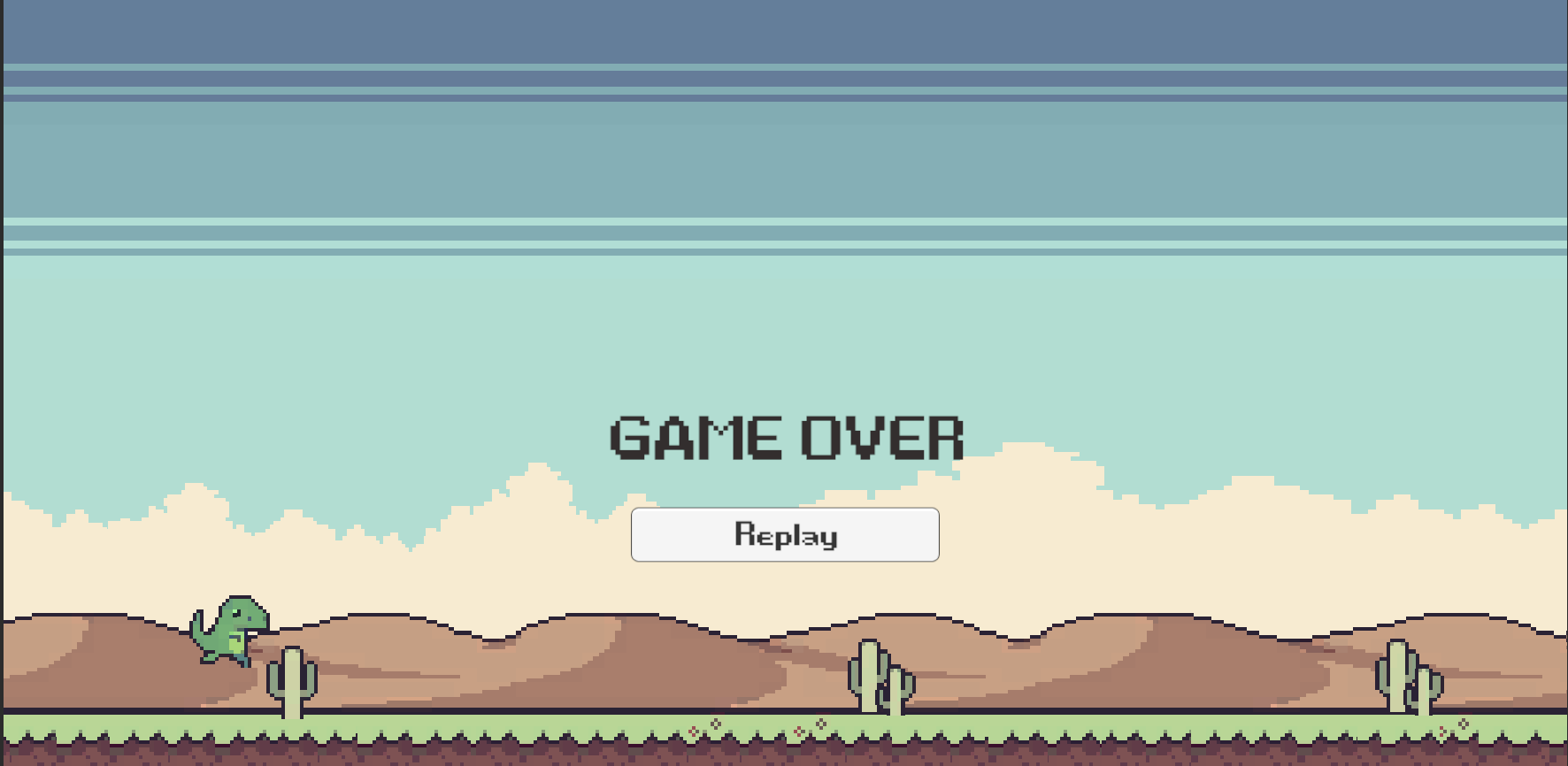 Game Over Popup appears with Replay button