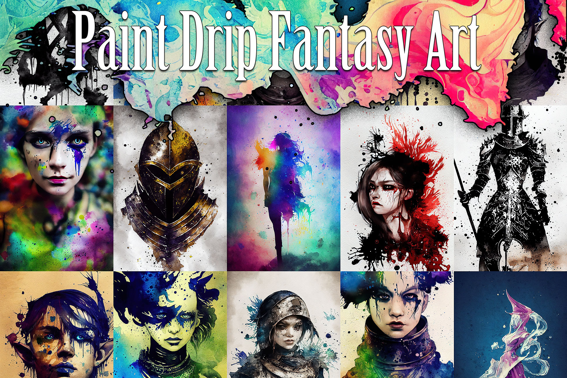 Characters 1 - Fantasy RPG Paint Drip Icons