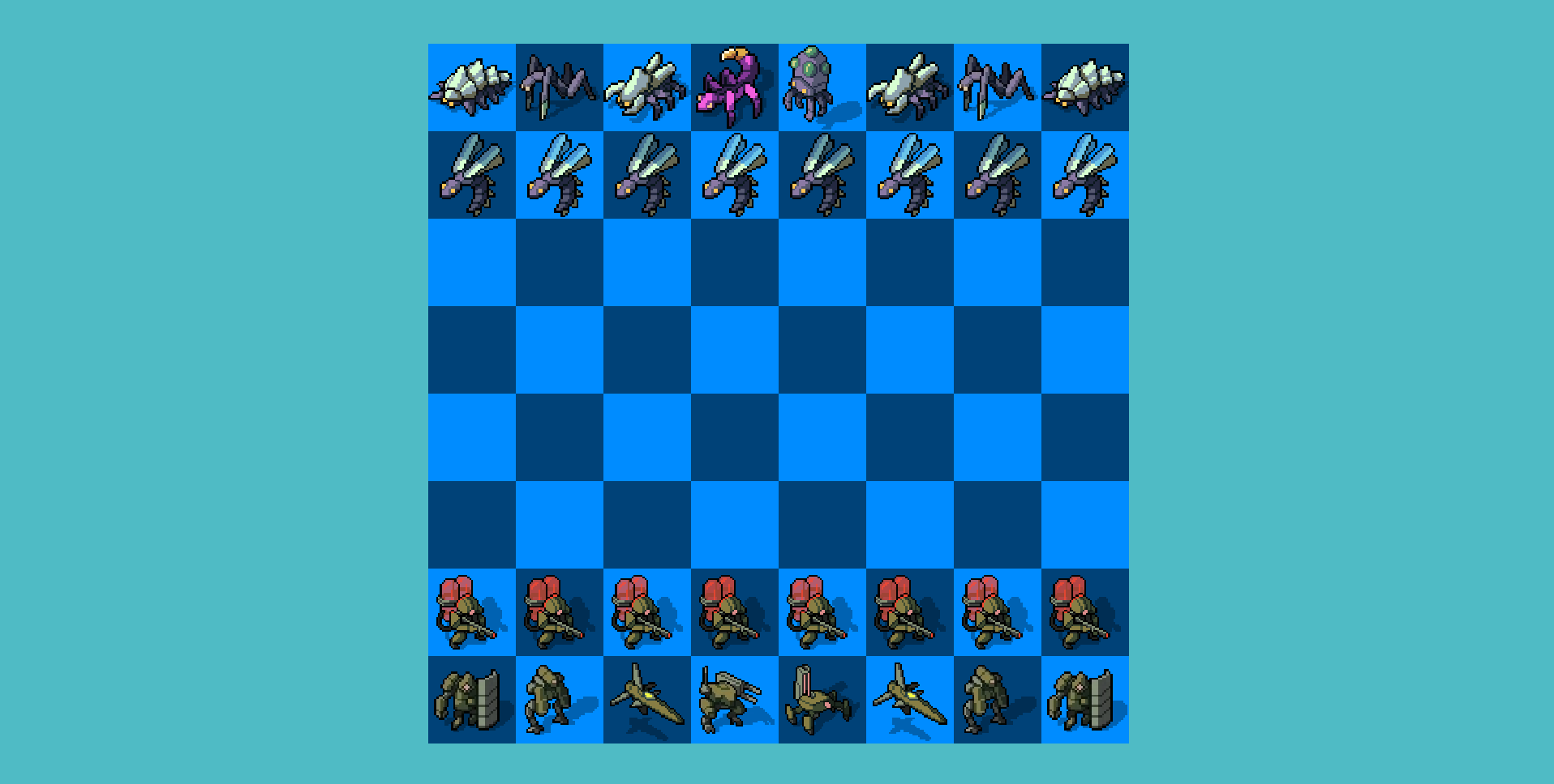 2 player chess with bugs and robots