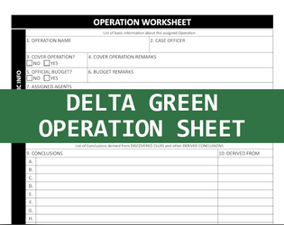 Delta Green Operation Sheet  