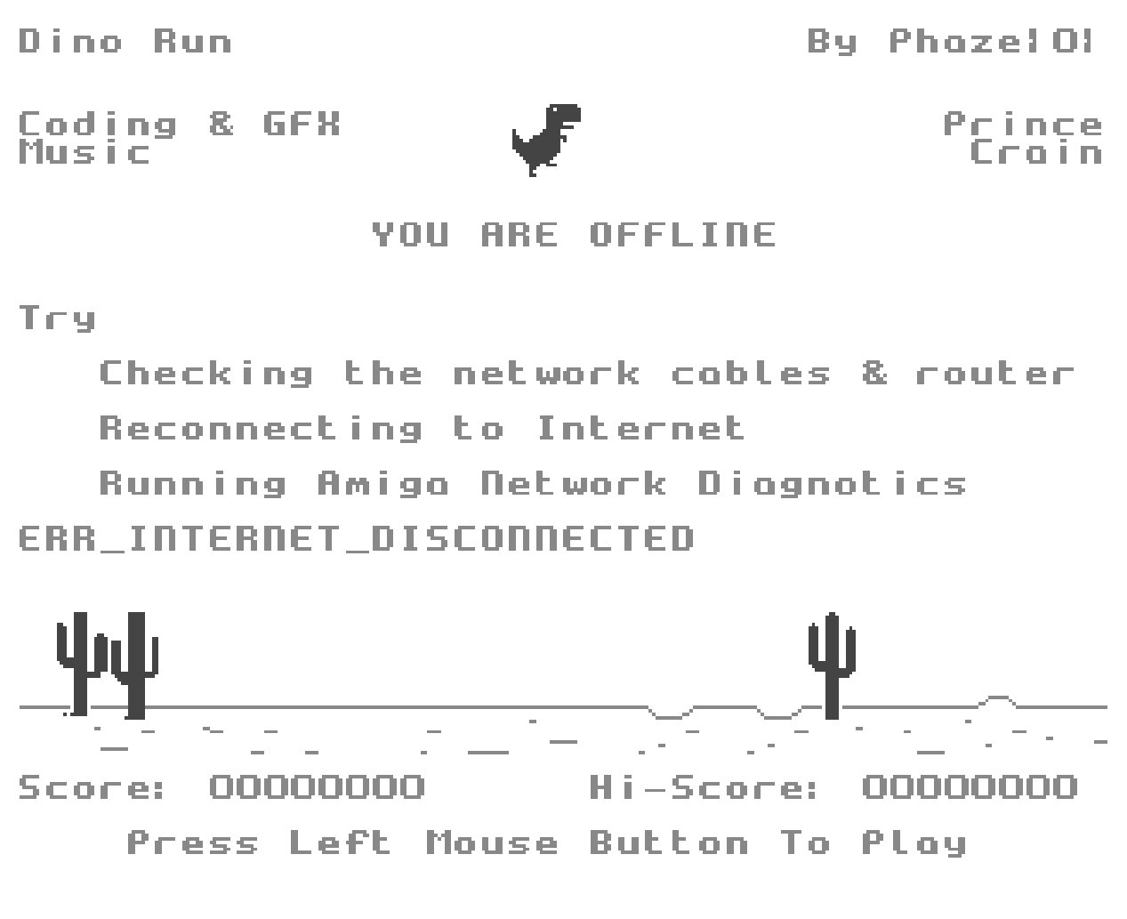 Google Chrome No Internet Dinosaur Jump and Run Game