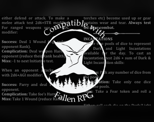 FALLEN: A Rules Summary   - Two-page rules summary for Fallen 