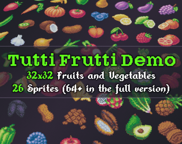 Tutti Frutti Demo 32x32 Fruits And Vegetables By Nikoichu