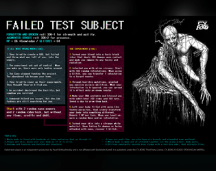 Failed test subject - for CY_BORG   - Custom class for CY_BORG ttrpg 