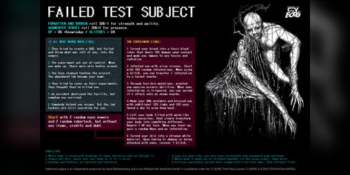 Cover image for Failed test subject - for CY_BORG