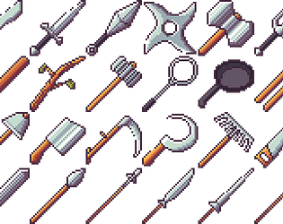 32x32 anime style weapons - #pixelart