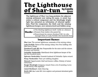The Lighthouse of Shar-Tun   - An OSR puzzle/exploration one-shot of strange magics at a lighthouse 