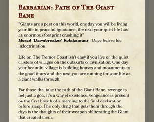 Barbarian: Way of The Giant Bane  