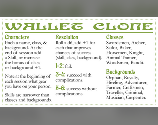 Wallet Clone   - Business Card TTRPG System like All Others 