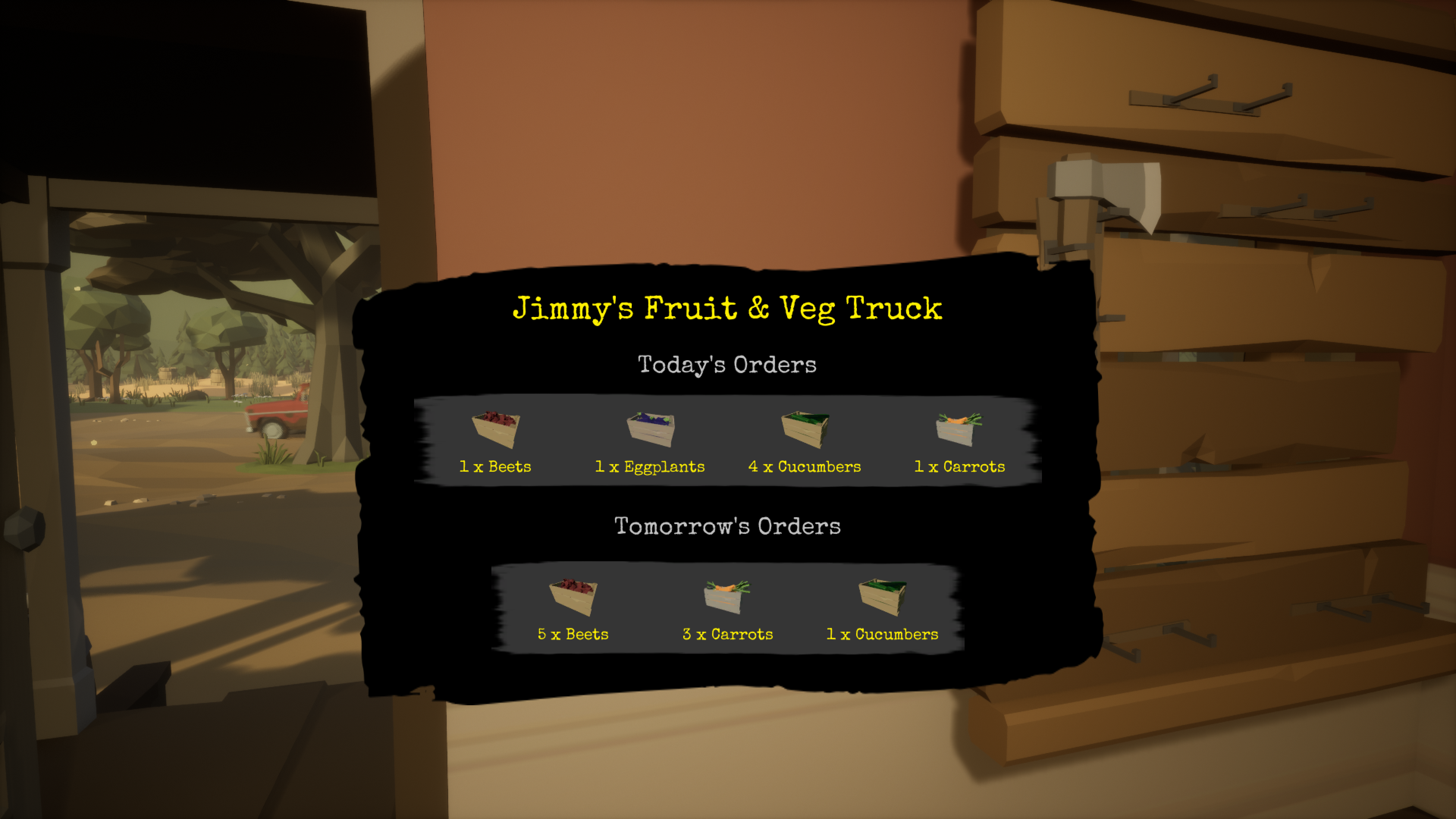 Jimmy's Fruit and Veg Truck Orders