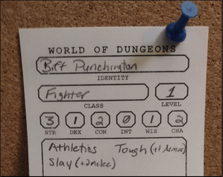 WoDu Index Card Sized Character Record   - 3x5 Index Card sized character sheet for World of Dungeons 