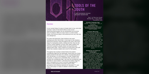 Cover image for Tools of the South - A Metahumans Rising Adventure