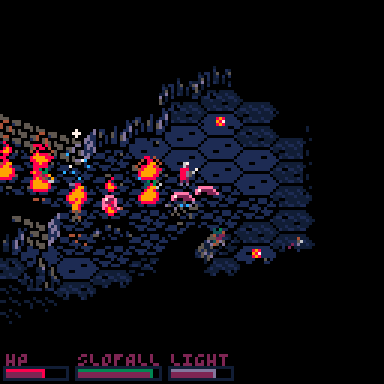 An adventurer fights jellies and goblins in a cave system, and is felled by an arrow.