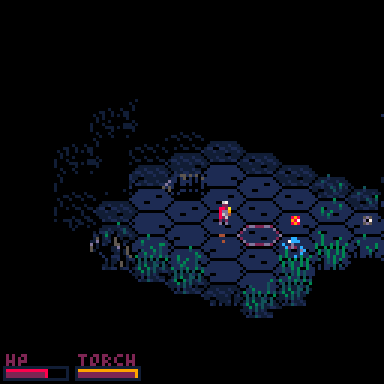 An adventurer in a cave is healed by mushroom spores, then uses an Orb of Gravity to descend safely.