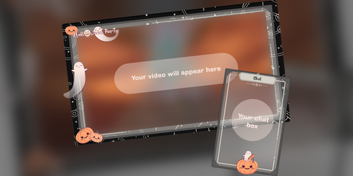 Cover image for Halloween design ui theme background and overlay for VTubers Live stream Twitch/Youtube Grey Version
