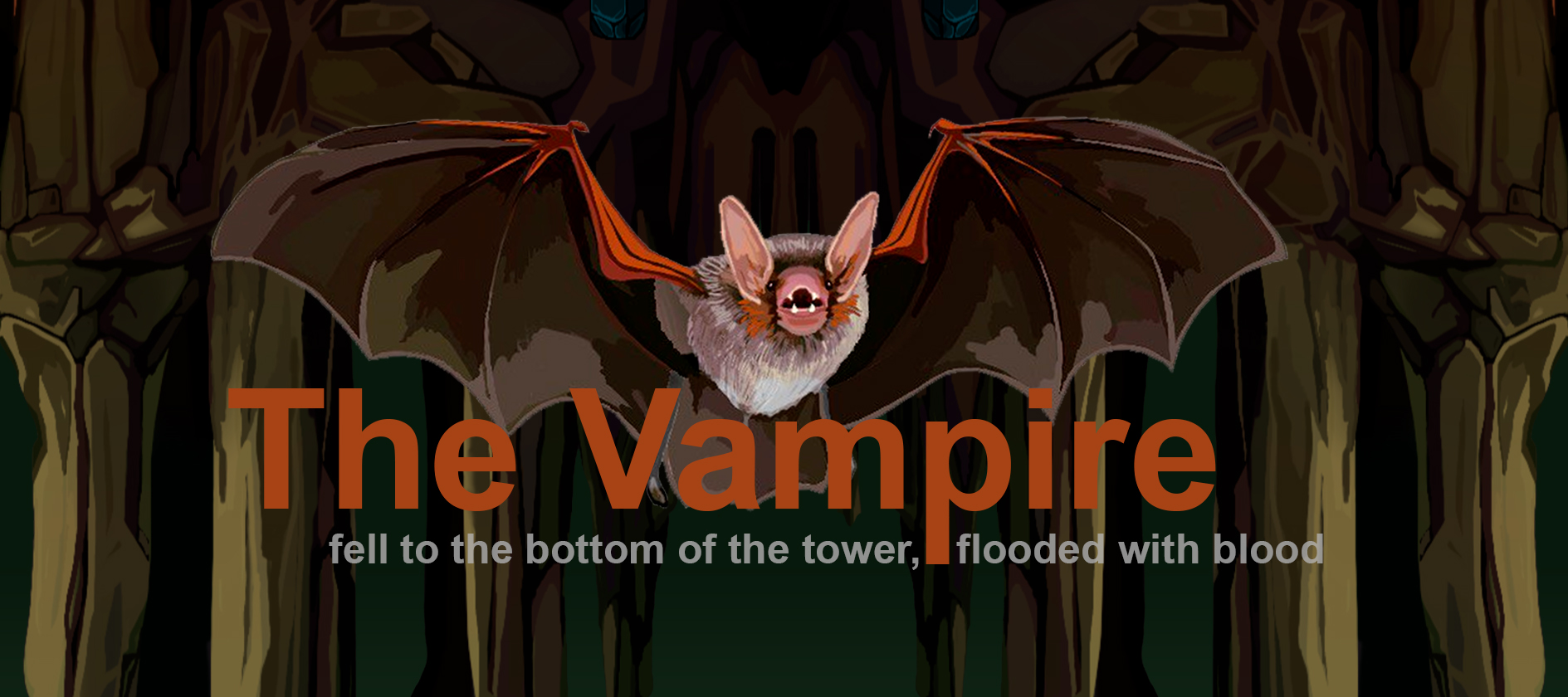 The vampire fell to the bottom of the tower, flooded with blood