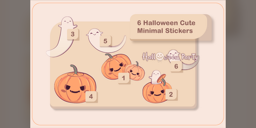 Cover image for Halloween Cute Minimal Stickers for VTubers / Streamers