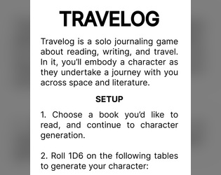 Travelog   - A solo journaling micro-game about reading, writing, and travel. 