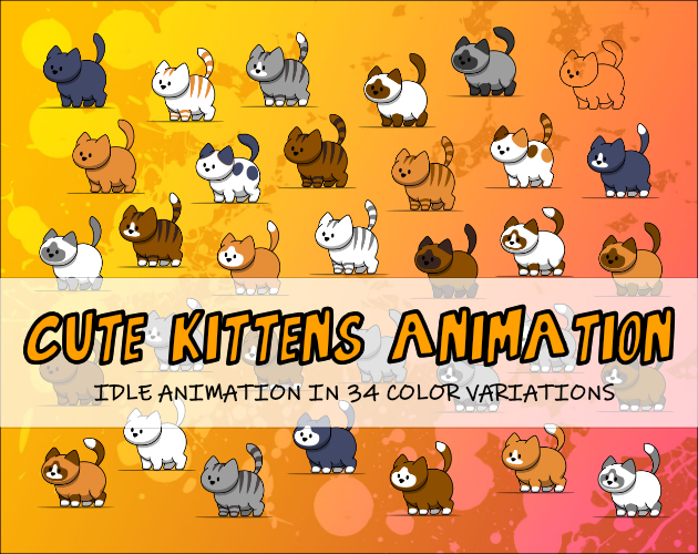 Cute Kitten Animation IDLE by Gamedev Kitty