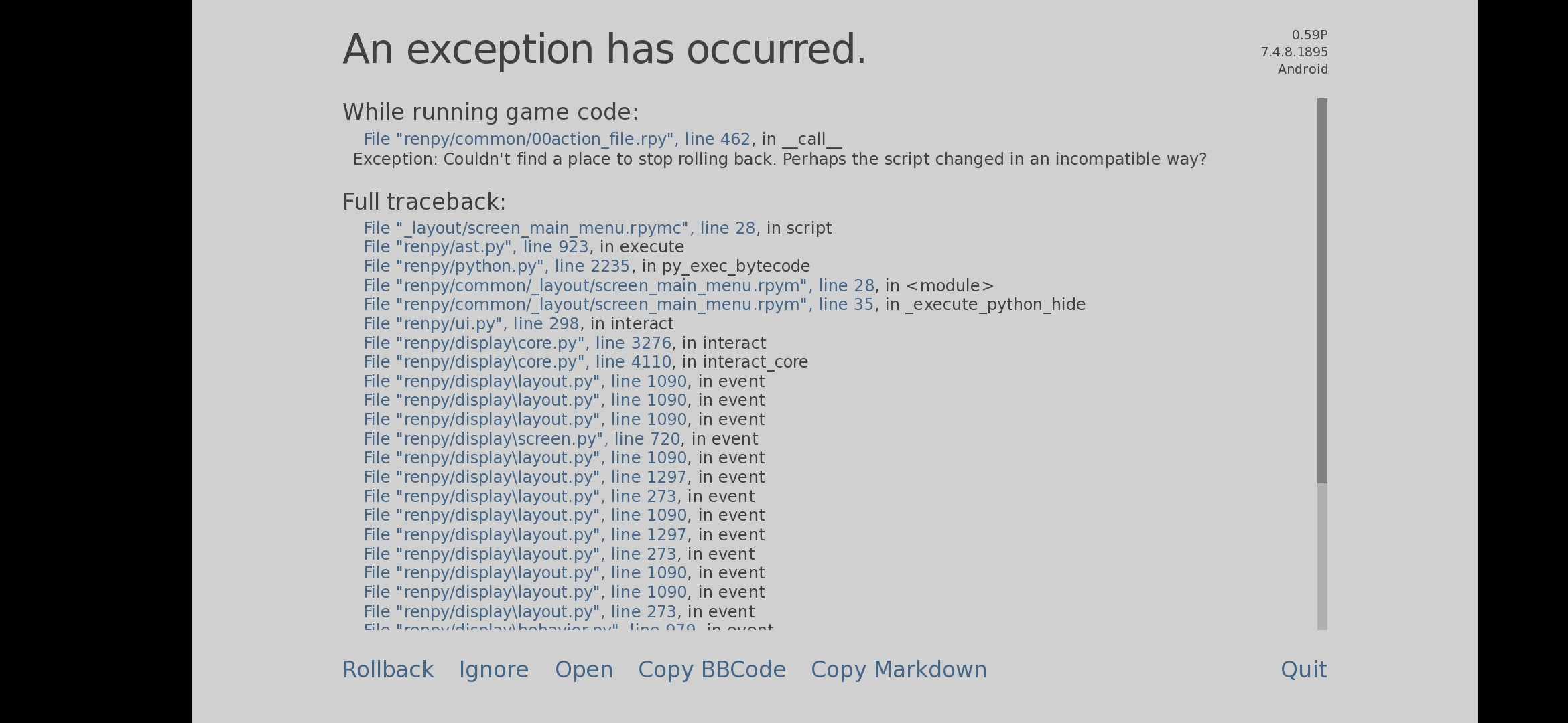 uncaught exception occurred. - Bug Reporting - itch.io