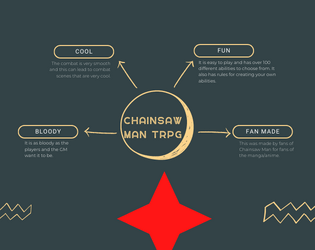 Chainsaw Man TRPG System Unofficial   - A TRPG system made to emulate the manga Chanisaw Man, there are many references inside it. 