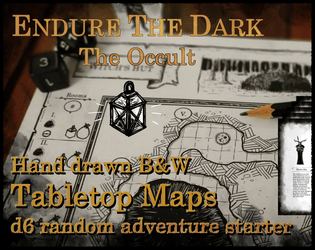 Endure The Dark - The Occult   - 5 fantasy Dungeon battle Maps for your tabletop RPG with mini random adventure. 